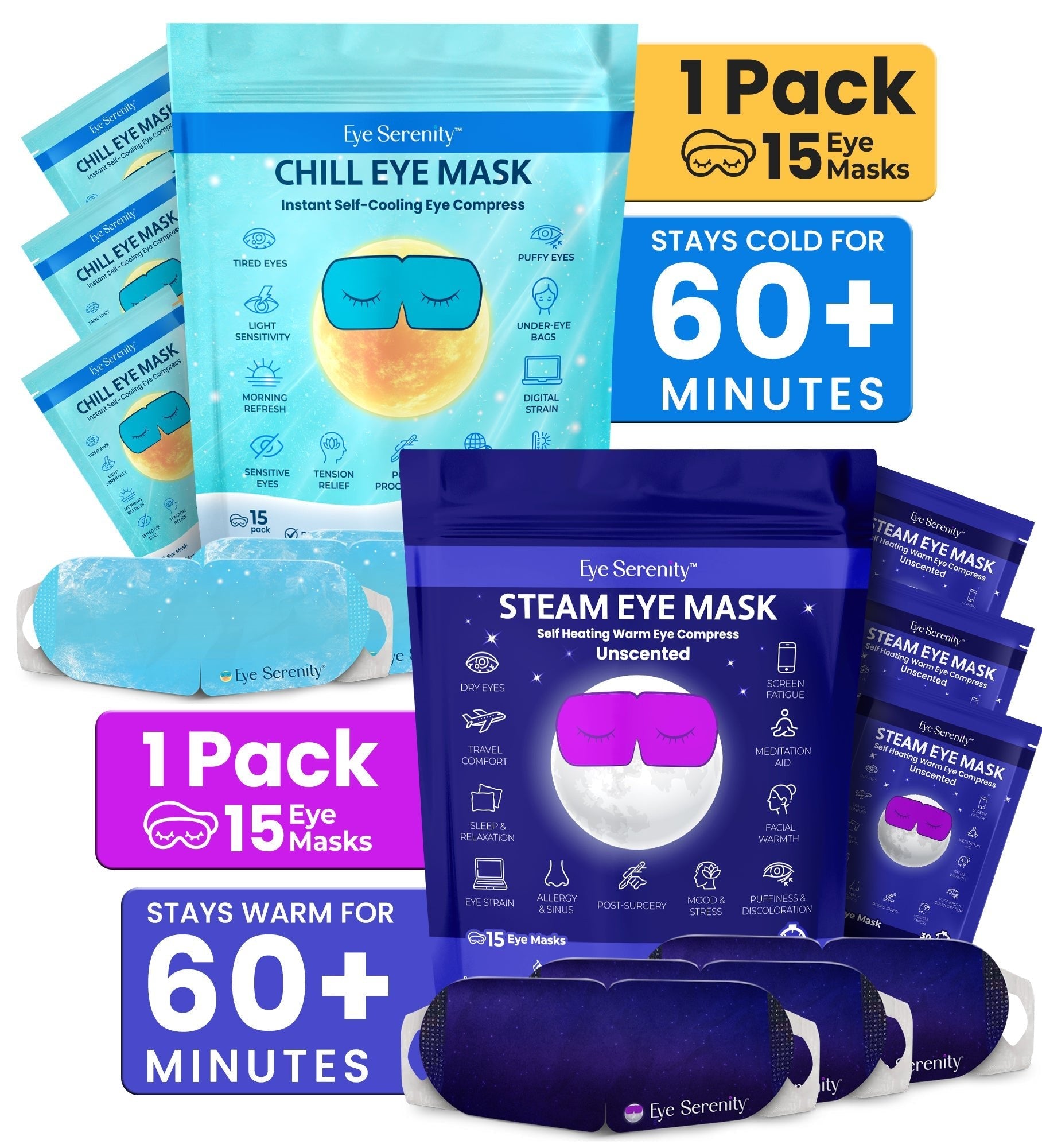 Steam Eye Mask and Chill Eye Mask Bundle