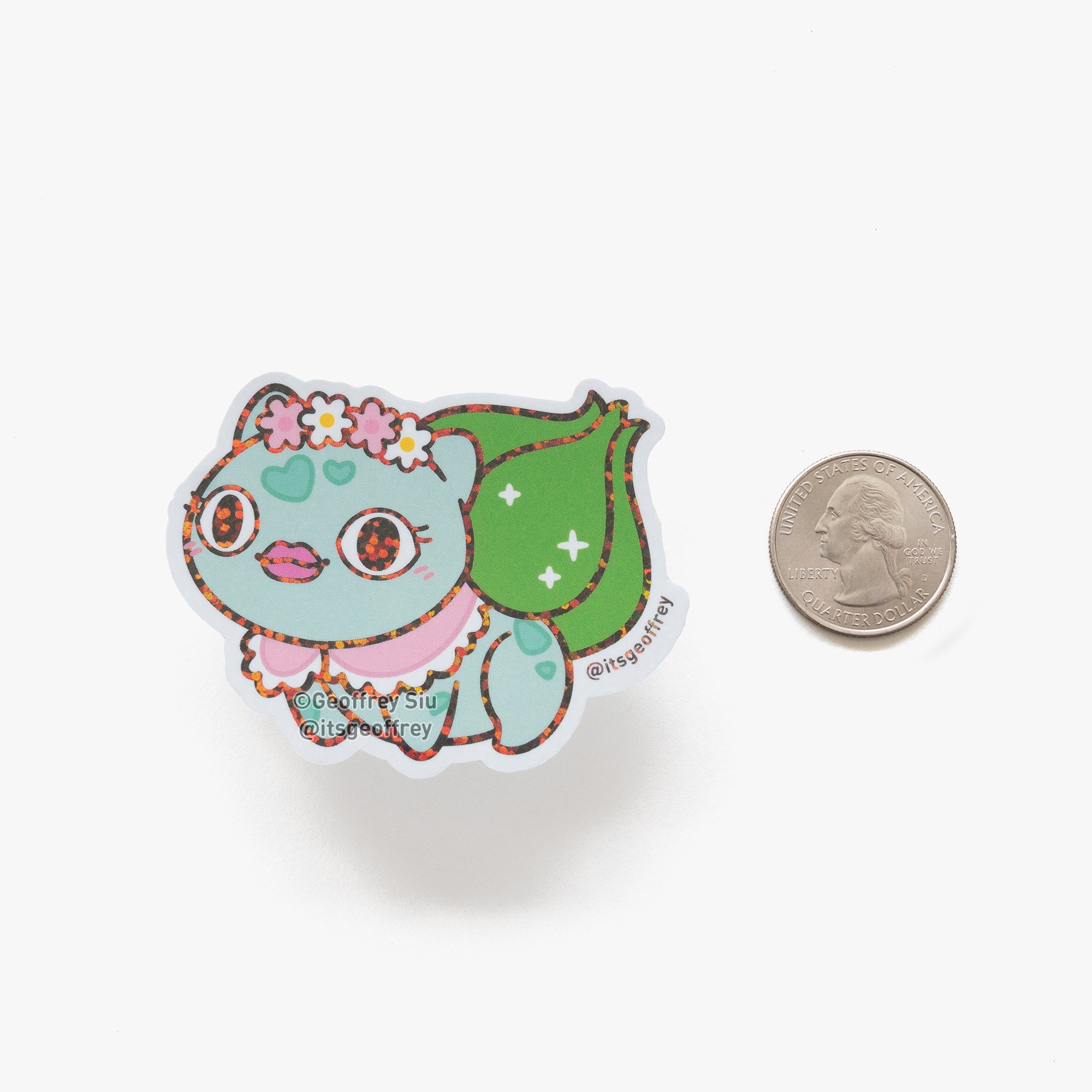 👁👄👁 Stunned Mrs. Bulbasir Holographic Glitter Stickers