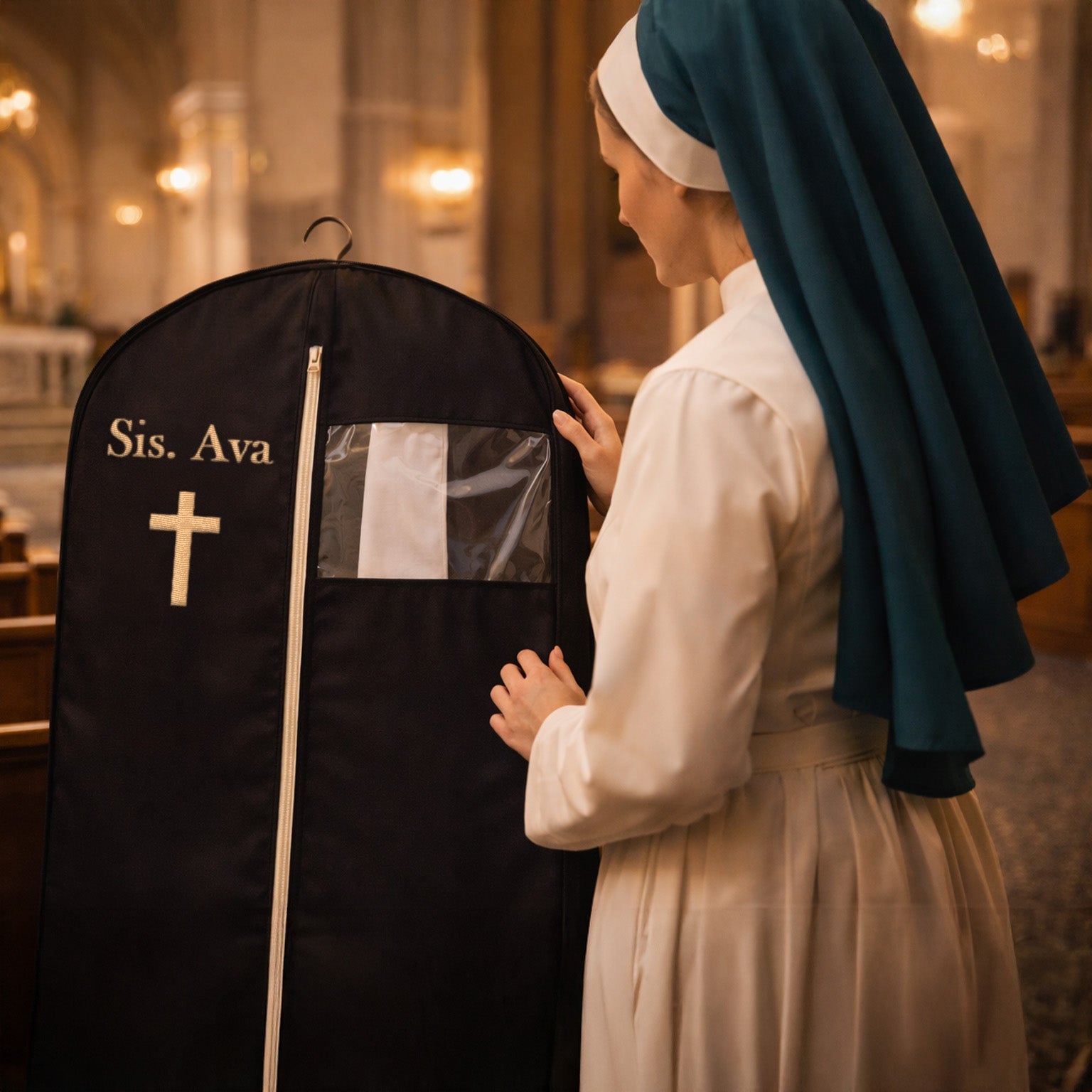 Custom Priest & Nun Robe Garment Bag – Personalized Black Travel Cover