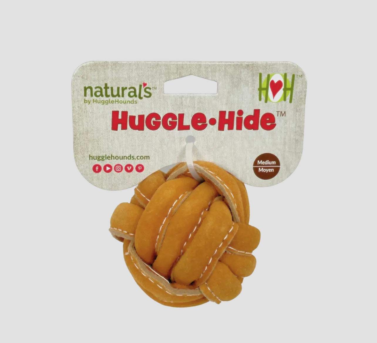 🐶🟤Huggle-Hide® Natural Leather Ball Dog Toy