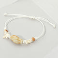 Ceramic Conch Shell Starfish Beaded Adjustable Cinch Pull Tie Bracelet