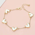 Mother of Pearl Heart Charm Station Bracelet