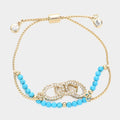 Crystal Link Charm Layered Pull Tie Bracelet
