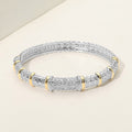 14K Gold Plated CZ Stone Pave Two Tone Hinged Bangle Bracelet