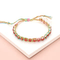 Stone Cluster Beaded Adjustable Cinch Pull Tie Bracelet