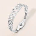 Stainless Steel CZ Pave Circle Link Hinged Bangle Bracelet