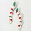 Felt Back Seed Beaded Snake Earrings