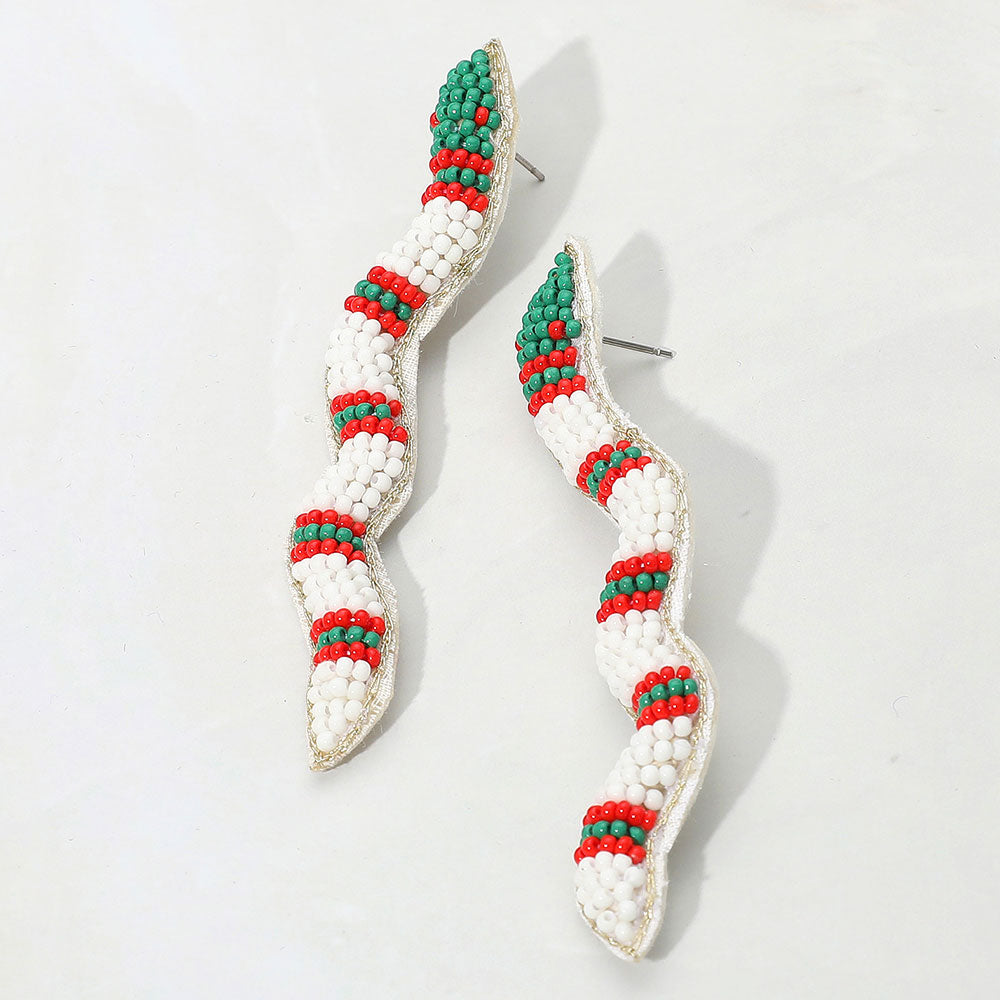 Felt Back Seed Beaded Snake Earrings
