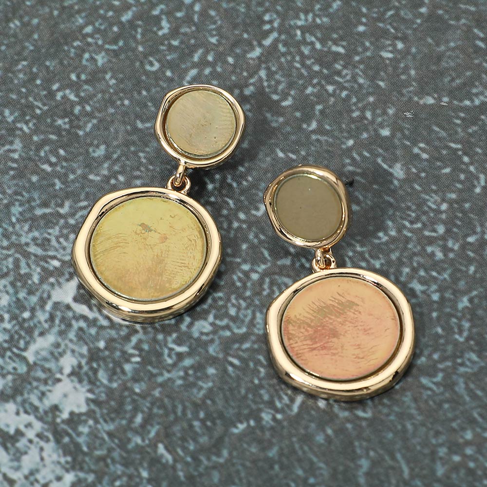 Double Disc Charm Drop Earrings