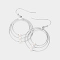 Pearl Pointed Abstract Triple Open Circle Dangle Earrings