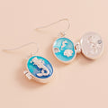 Enamel Oval Mermaid Locket Dangle Earrings