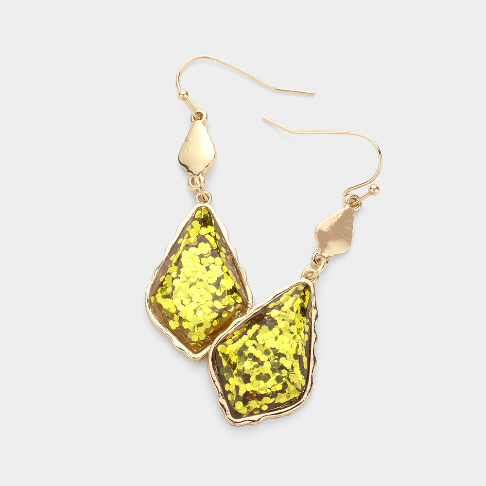 Glittered Petal Dangle Earrings