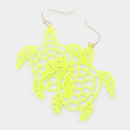 Brass Metal Cutout Turtle Dangle Earrings