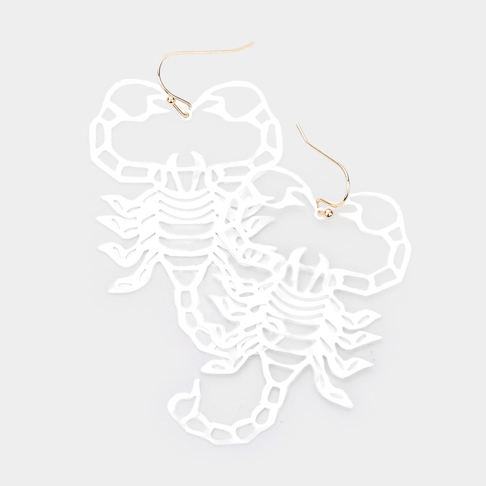 Brass Metal Cutout Scorpion Dangle Earrings