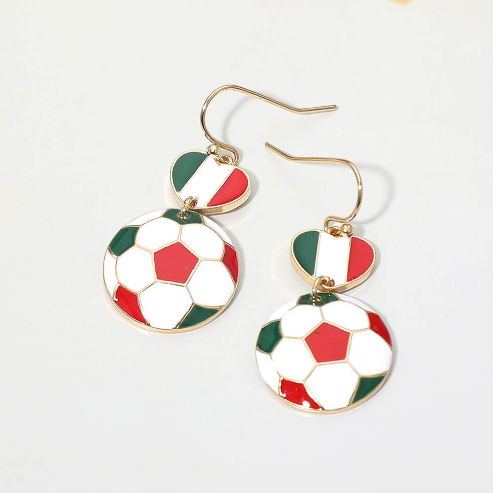 Italy Flag Soccer Ball Link Drop Earrings
