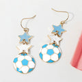 Argentina Glittered Double Star Soccer Ball Drop Earrings
