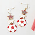 Canada Glittered Double Star Soccer Ball Drop Earrings