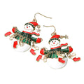 Whimsical Christmas Socks Snowman Dangle Earrings