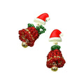 Faceted Beaded Christmas Bell Dangle Earrings