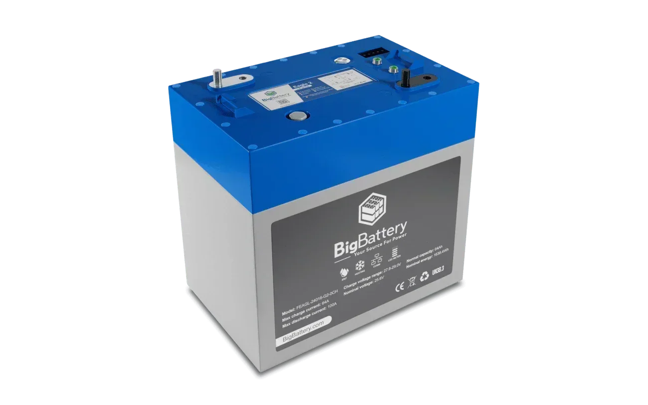 BigBattery 24V EAGLE 2 – LiFePO4 – 64Ah – 1.63kWh Lithium Battery