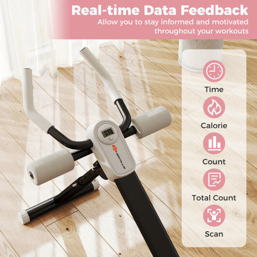 Adjustable Abdominal Trainer Ab Workout Machine Foldable Ab Cruncher-White