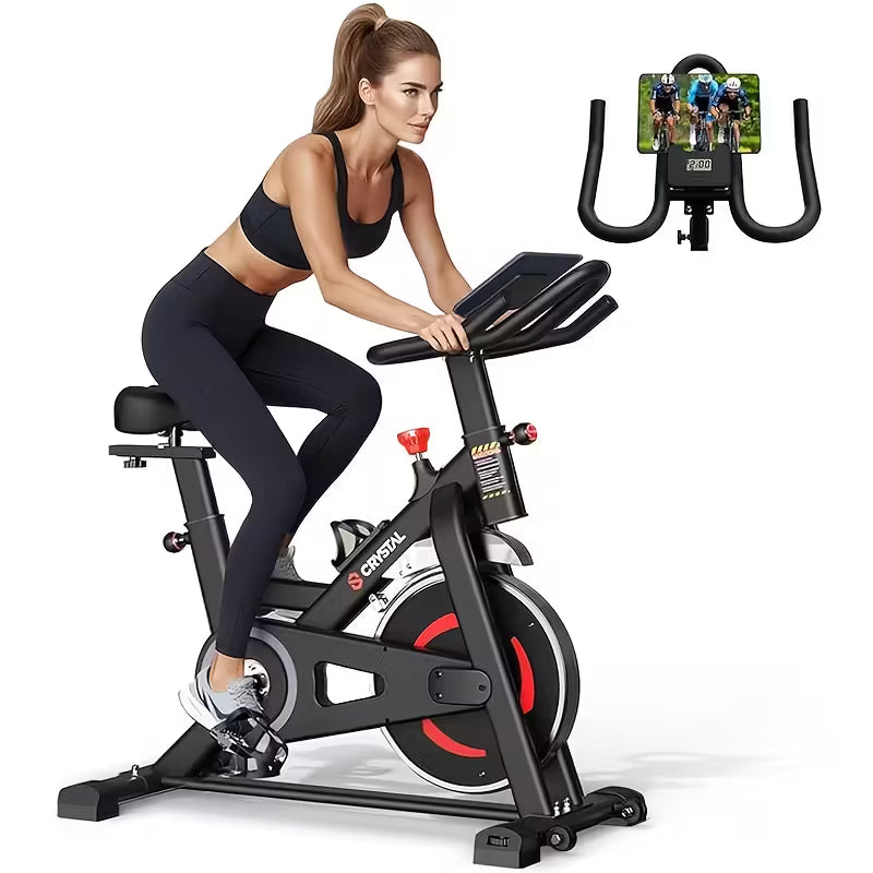 FIT Indoor Exercise Bike, Cycling Bike Plus Magnetic Resistance/Brake Pad Stationary Bike with Tablet Holder LCD Monitor 300lbs Weight Capacity &Upgraded Comfortable Seat Cushion