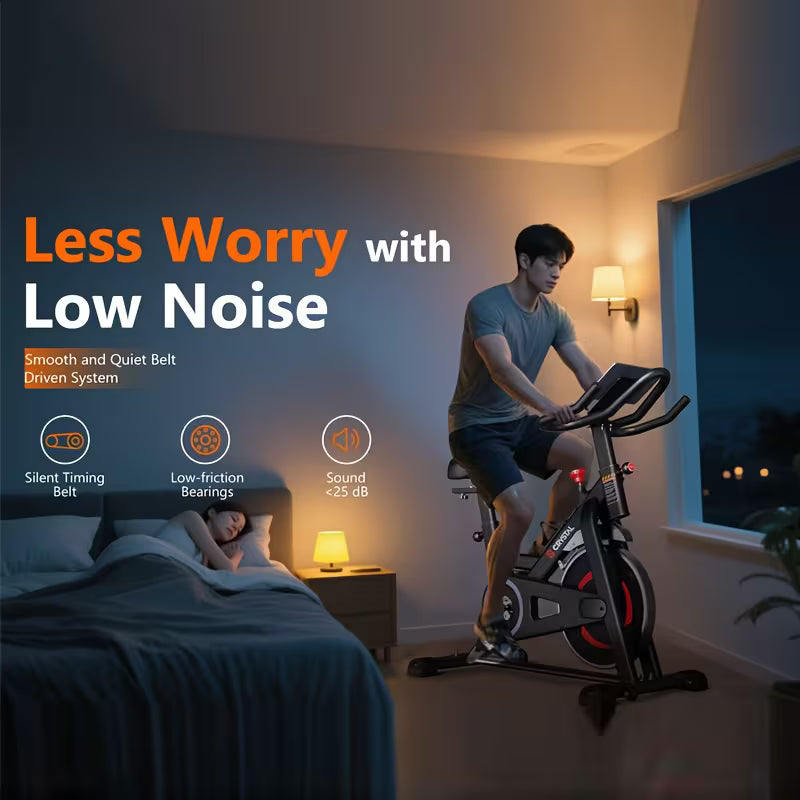 FIT Indoor Exercise Bike, Cycling Bike Plus Magnetic Resistance/Brake Pad Stationary Bike with Tablet Holder LCD Monitor 300lbs Weight Capacity &Upgraded Comfortable Seat Cushion