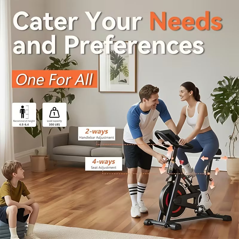 FIT Indoor Exercise Bike, Cycling Bike Plus Magnetic Resistance/Brake Pad Stationary Bike with Tablet Holder LCD Monitor 300lbs Weight Capacity &Upgraded Comfortable Seat Cushion