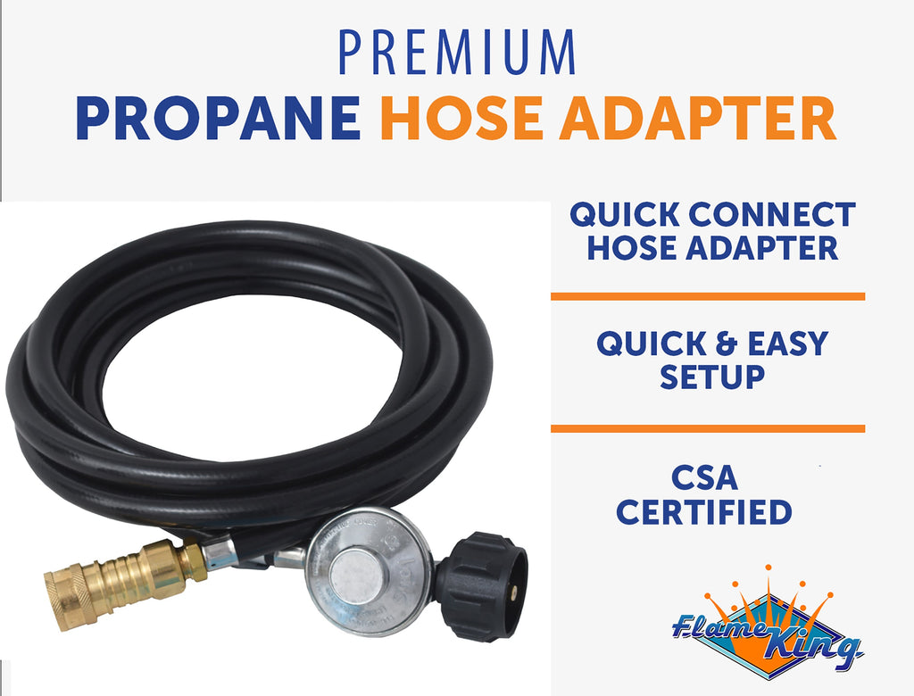 12FT QCC/Type 1 Regulator Hose with 1/4 Quick-Connect Adapter for Flame King Heaters and Buddy Mr Heaters