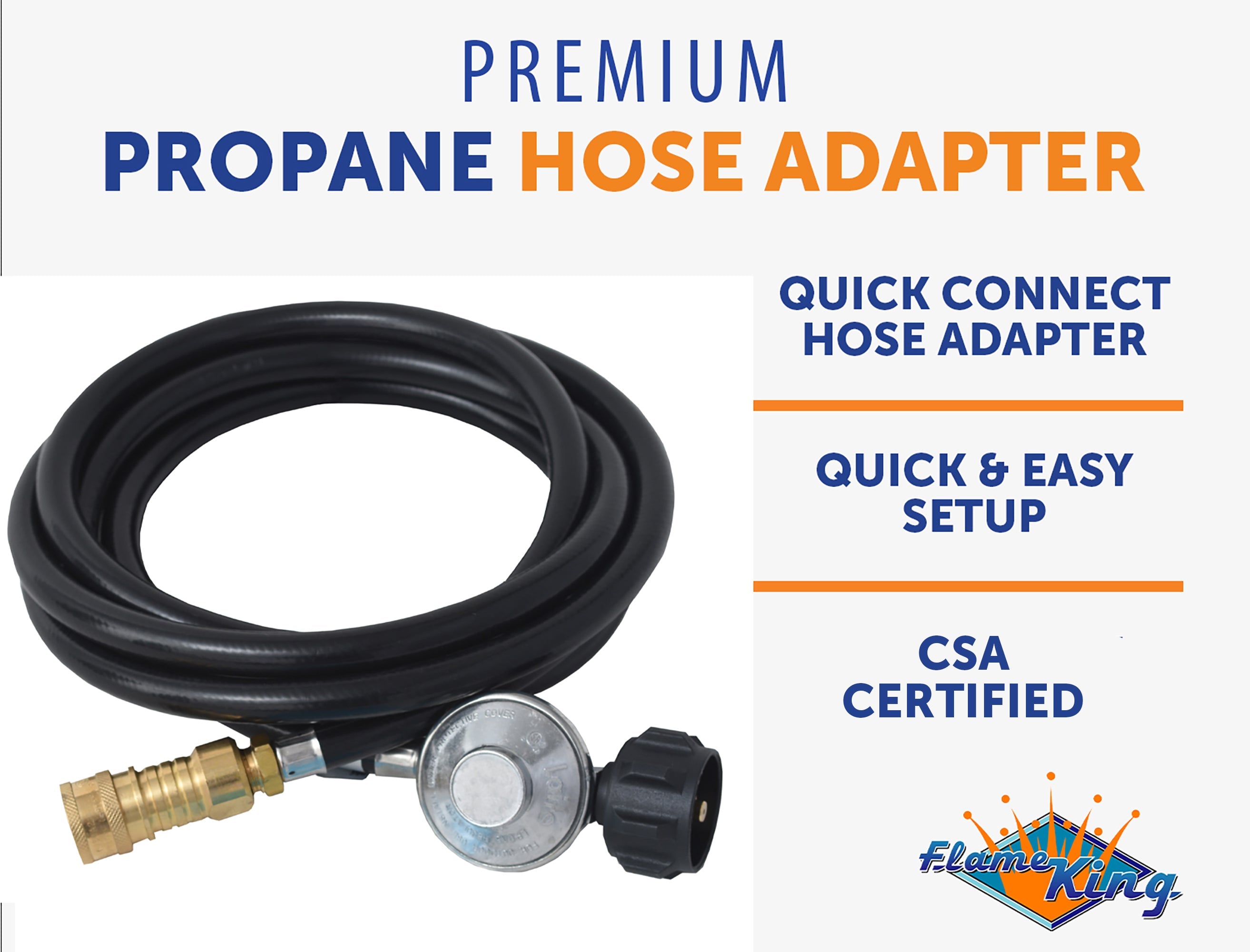 12FT QCC/Type 1 Regulator Hose with 1/4 Quick-Connect Adapter for Flame King Heaters and Buddy Mr Heaters