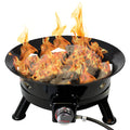 Flame King Outdoor Portable Propane Gas 24" Fire Pit Bowl with Self Igniter Cover Carry Straps