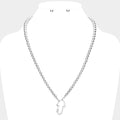 Rhinestone Embellished Hamsa Hand Pendant Necklace