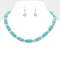 Metal Ball Accented Turquoise Necklace