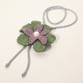 Pearl Centered Bling Studded Flower Pointed Bolo Tie Necklace