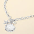 Seashell Starfish Pearl Charm Toggle Chunky Chain Necklace