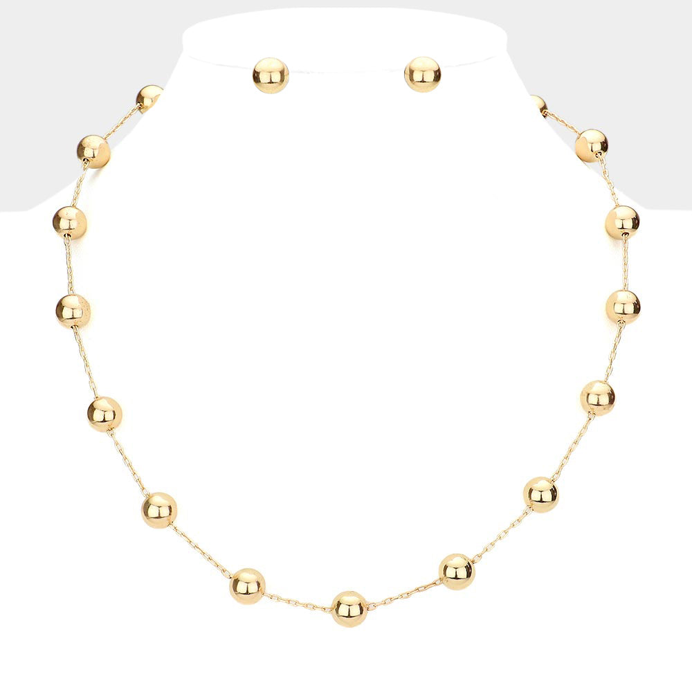 Metal Ball Station Necklace