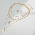 2PCS - Layered Religious Oval Coin Angel Pendant Chain Necklaces
