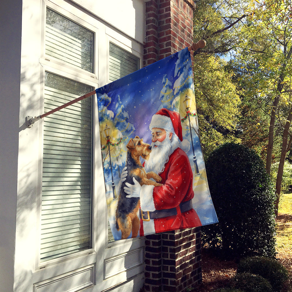 Airedale Terrier with Santa Claus House Flag 28x40 Porch Sleeve Pole Decorative Outside Yard Banner Artwork Wall Hanging, Polyester