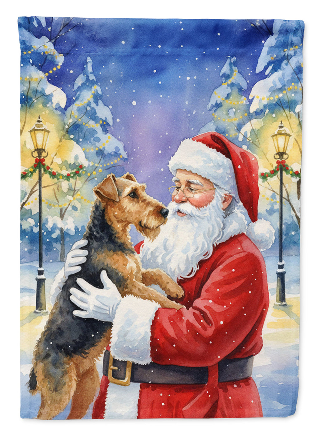 Airedale Terrier with Santa Claus Garden Flag Mailbox Decorative Yard Banner Outside Patio Artwork for Flower Beds, Garden Size, Multicolor