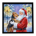 Airedale Terrier with Santa Claus Framed Metal Print Bathroom, Kitchen, Office, Home Decor Wall Art Ready to Hang, Square, 8X8
