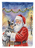 Australian Cattle Dog with Santa Claus House Flag 28x40 Porch Sleeve Pole Decorative Outside Yard Banner Artwork Wall Hanging, Polyester