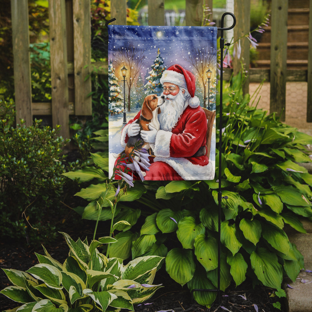 Beagle with Santa Claus Garden Flag Mailbox Decorative Yard Banner Outside Patio Artwork for Flower Beds, Garden Size, Multicolor