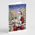 Bearded Collie with Santa Claus Greeting Cards Pack of 8 Blank Cards with Envelopes Whimsical A7 Size 5x7
