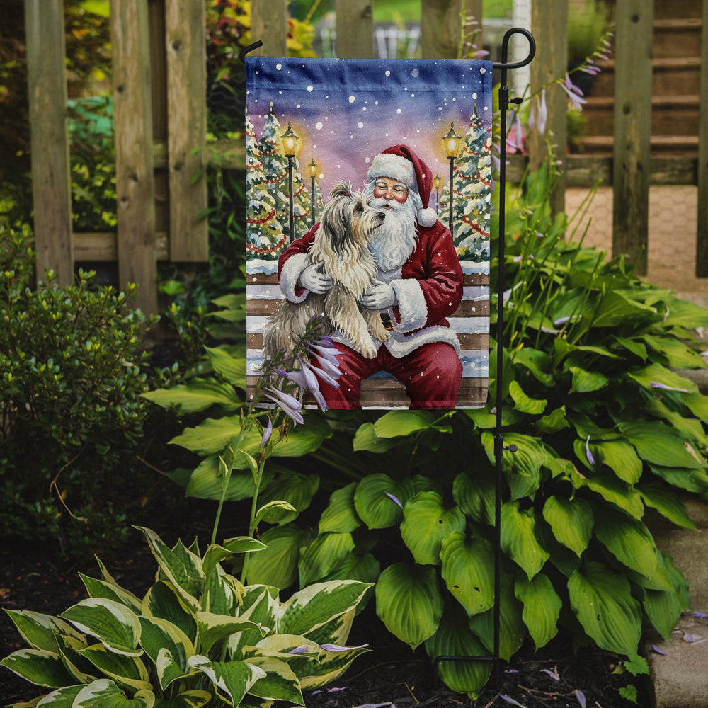 Bearded Collie with Santa Claus Garden Flag Mailbox Decorative Yard Banner Outside Patio Artwork for Flower Beds, Garden Size, Multicolor