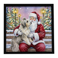 Bearded Collie with Santa Claus Framed Metal Print Bathroom, Kitchen, Office, Home Decor Wall Art Ready to Hang, Square, 8X8