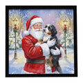 Bernedoodle with Santa Claus Framed Metal Print Bathroom, Kitchen, Office, Home Decor Wall Art Ready to Hang, Square, 8X8