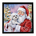 Bichon Frise with Santa Claus Framed Metal Print Bathroom, Kitchen, Office, Home Decor Wall Art Ready to Hang, Square, 8X8