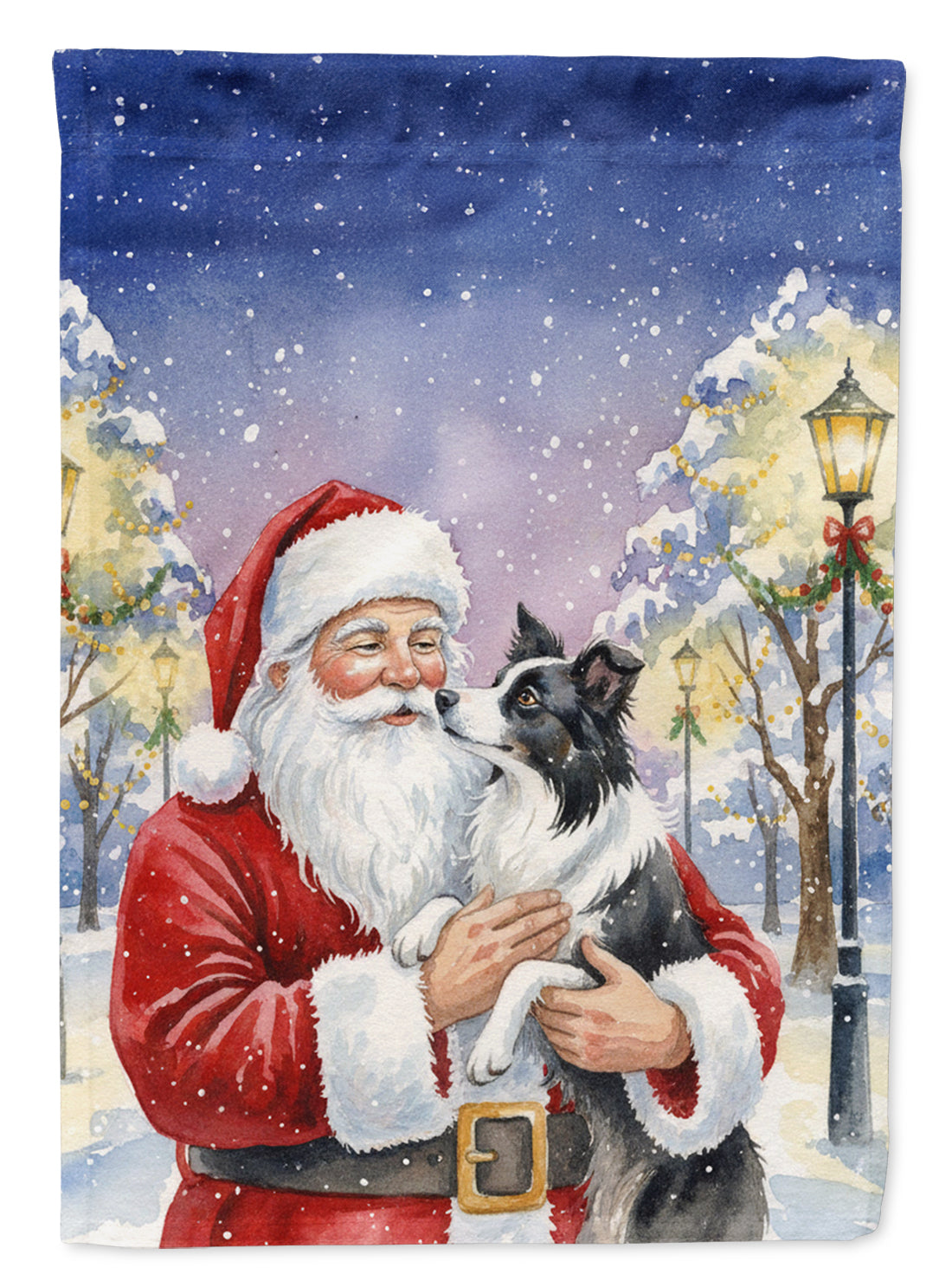 Border Collie with Santa Claus Garden Flag Mailbox Decorative Yard Banner Outside Patio Artwork for Flower Beds, Garden Size, Multicolor