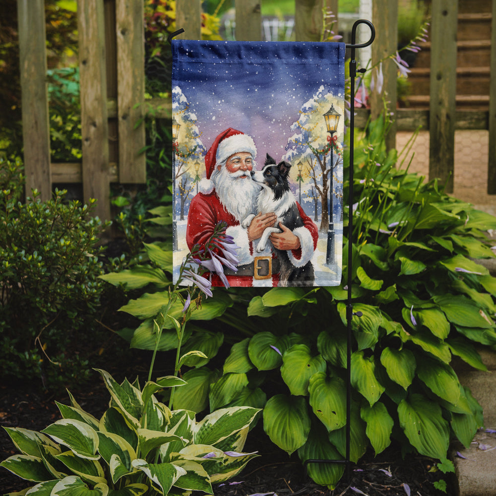Border Collie with Santa Claus Garden Flag Mailbox Decorative Yard Banner Outside Patio Artwork for Flower Beds, Garden Size, Multicolor