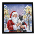 Border Collie with Santa Claus Framed Metal Print Bathroom, Kitchen, Office, Home Decor Wall Art Ready to Hang, Square, 8X8